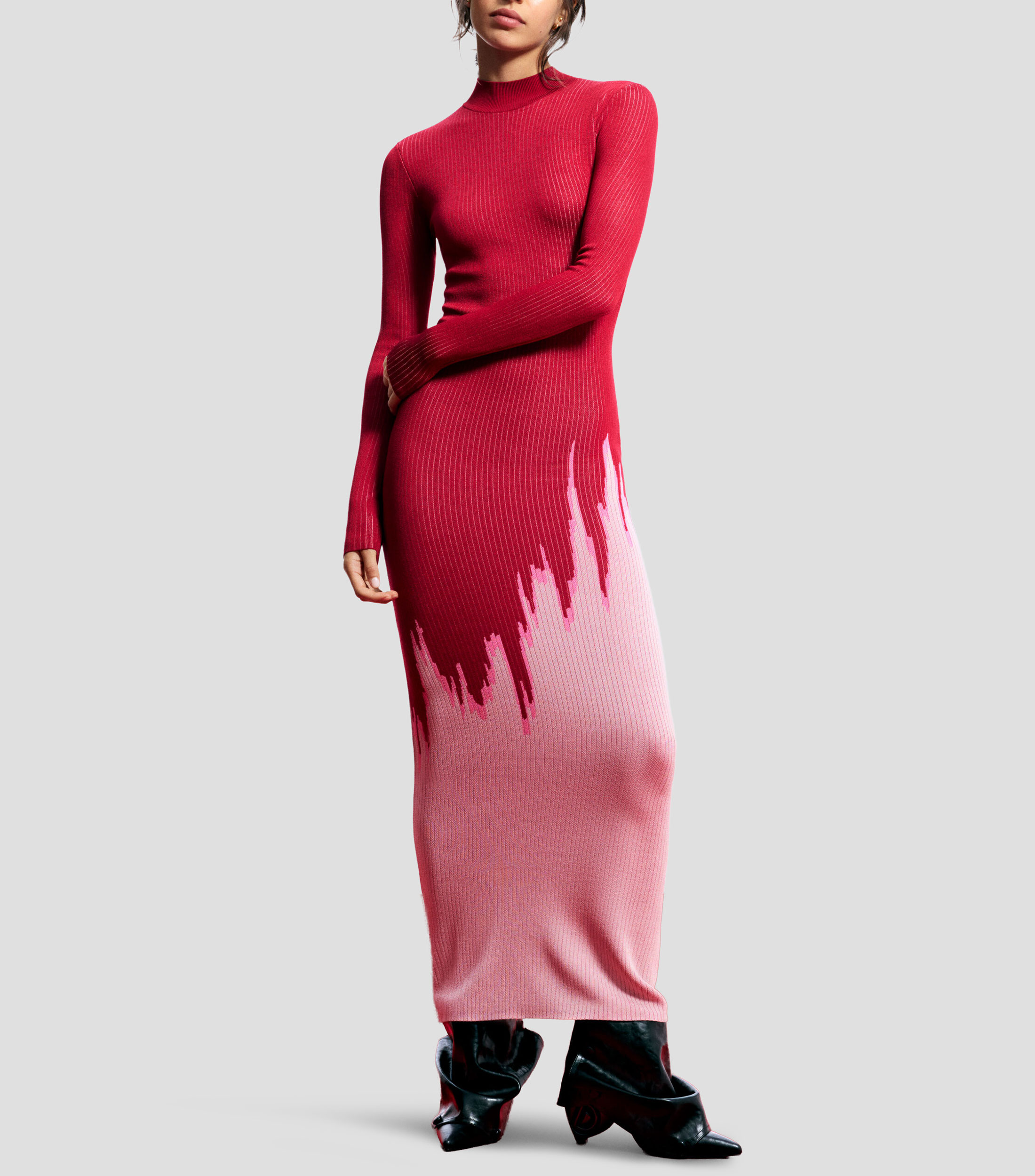Vestido largo manga larga estampado Mujer